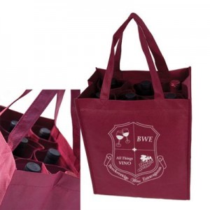 Your logo on 6 bottle wine tote. Item IC 406