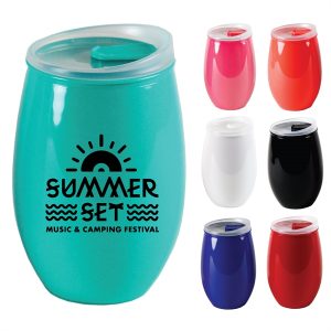 Stemless Wine/Cocktail glass with lid perfect for outside events and promotions.  B775