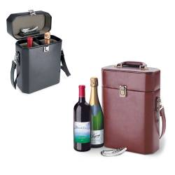 Deluxe Leather Imprinted Wine Tote
