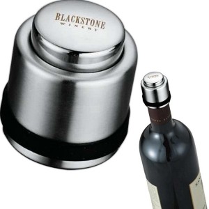 Silver ABS plastic, wine bottle cap with a quick release button. Simply press and release the button to secure the cap to the wine bottle. Fits most standard wine bottle.